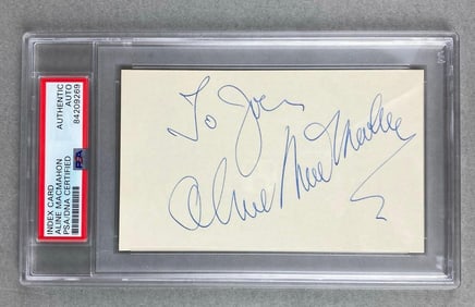 Signed Aline MacMahon Index Card PSA Certificated