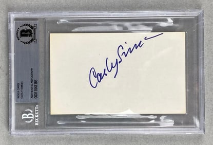 Signed Carly Simon Index Card Beckett Authentic