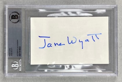 Signed Jane Wyatt Index Card Beckett Authentic