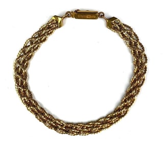 Signed Unoaerre 14K Gold Italy Braided Serpentine Bracelet
