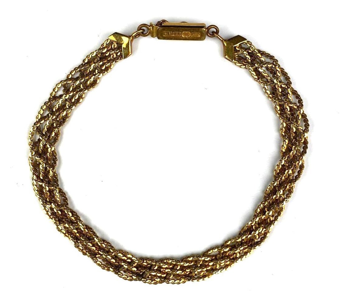 Signed Unoaerre 14K Gold Italy Braided Serpentine Bracelet (1 of 3)