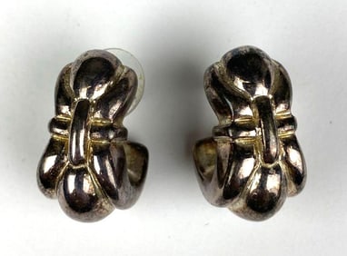 .925 Sterling Silver Hollow Cuff Earrings