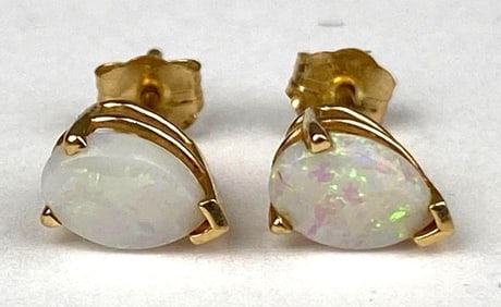 14K Gold Opal Earrings