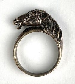 Signed .925 Sterling Silver Horse Head Ring