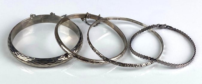 Group of 4 Sterling Silver Bracelets