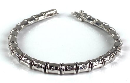 Sterling Silver CZ Flexible Cuff Bracelet