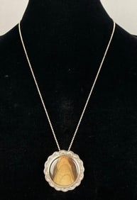 Sterling Silver Necklace with Brown Agate Pendant