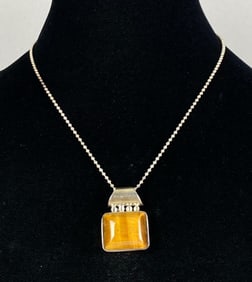 Mexican Sterling Silver Necklace with Tigers Eye Pendant