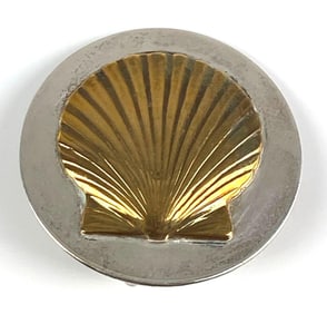 Sterling Silver and Brass Shell Pin