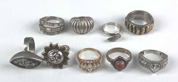 Group of 9 Assorted Sterling Silver Rings