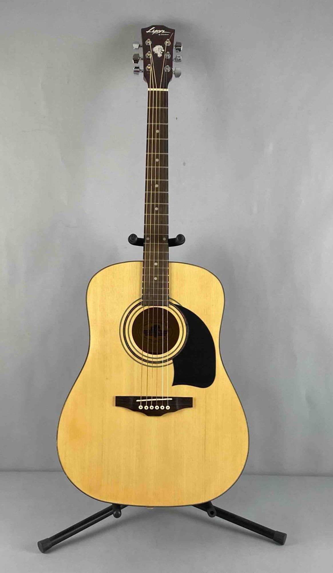 George Washburn Lyon Model LG1PAK Acoustic Guitar: S/N: BC60801144, with original case, measures 41” H, neck measures 14 1/4” H