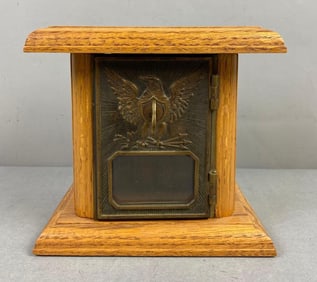 Antique US Post Office Box Door Federal Eagle Coin Bank