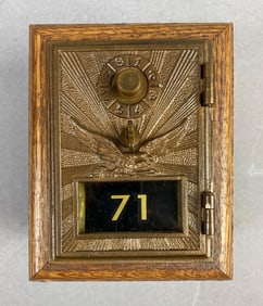Antique US Post Office Box Door Federal Eagle Coin Bank