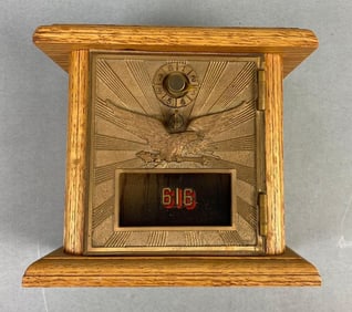 Antique US Post Office Box Door Federal Eagle Coin Bank