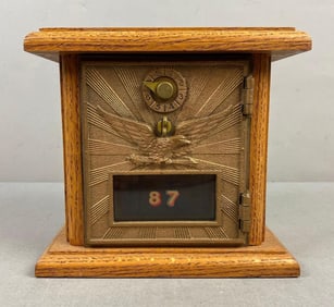 Antique US Post Office Box Door Federal Eagle Coin Bank
