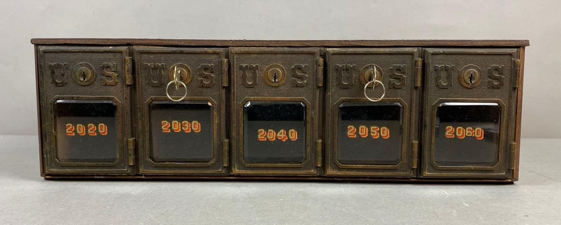 Antique US Post Office Box Door Federal Eagle Coin Bank (1 of 4)