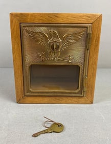 Antique US Post Office Box Door Federal Eagle Coin Bank
