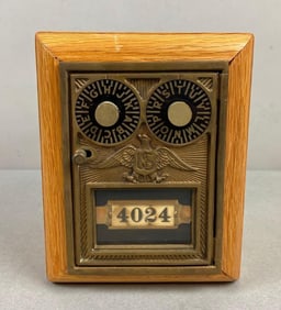 Antique US Post Office Box Door Federal Eagle Coin Bank