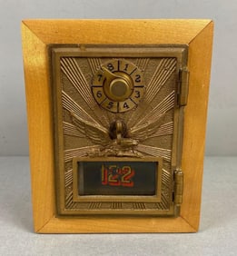Antique US Post Office Box Door Federal Eagle Coin Bank