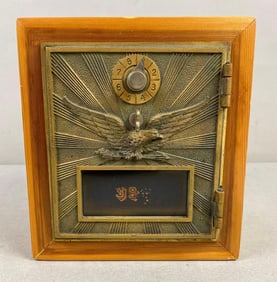 Antique US Post Office Box Door Federal Eagle Coin Bank