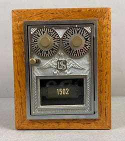 Antique US Post Office Box Door Federal Eagle Coin Bank