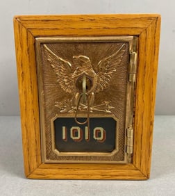 Antique US Post Office Box Door Federal Eagle Coin Bank