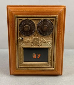 Antique US Post Office Box Door Federal Eagle Coin Bank