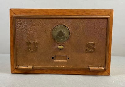 Antique US Post Office Box Door Federal Eagle Coin Bank
