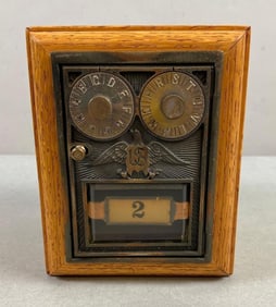 Antique US Post Office Box Door Federal Eagle Coin Bank