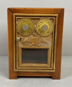 Antique US Post Office Box Door Federal Eagle Coin Bank