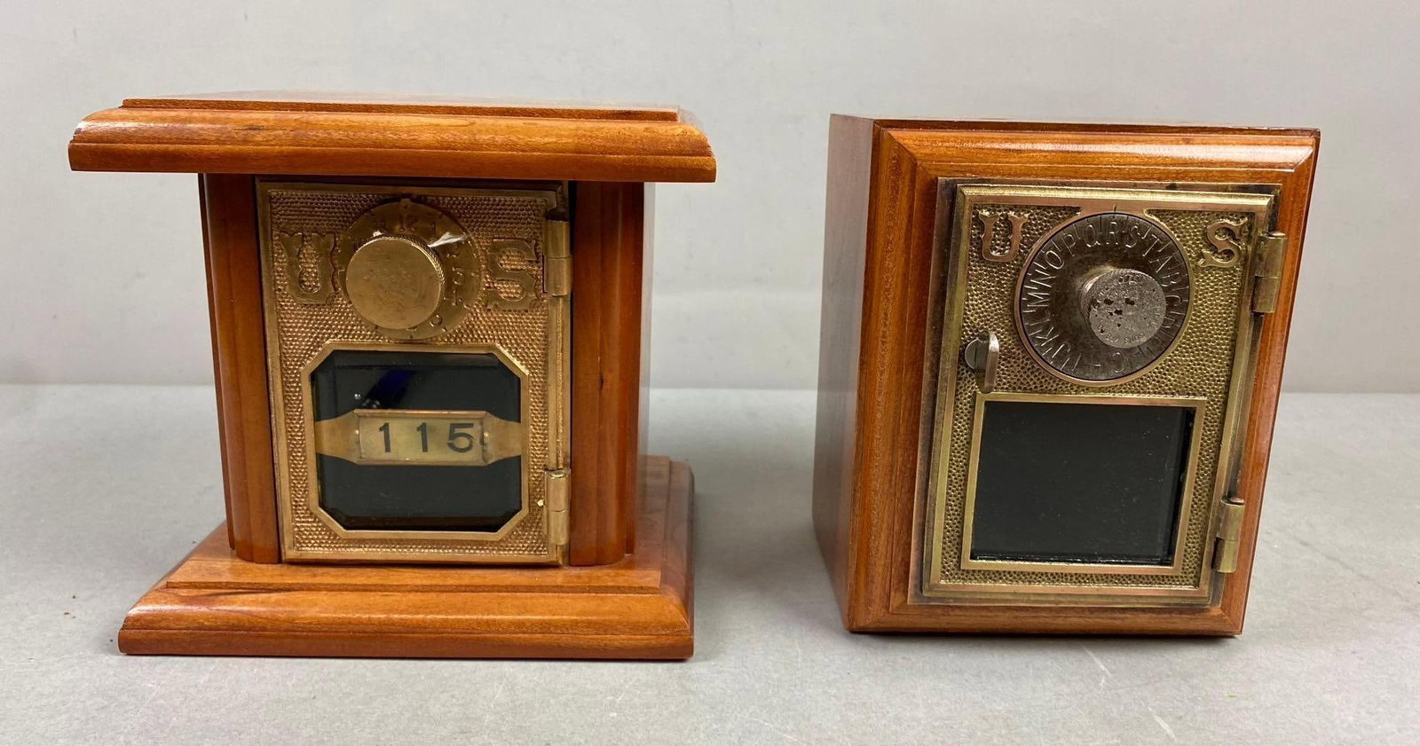 Group of 2 Antique Post Office Box Door Federal Eagle Coin Bank (1 of 4)