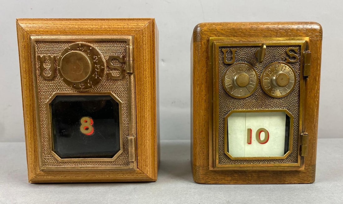 Group of 2 Antique Post Office Box Door Federal Eagle Coin Bank (1 of 3)