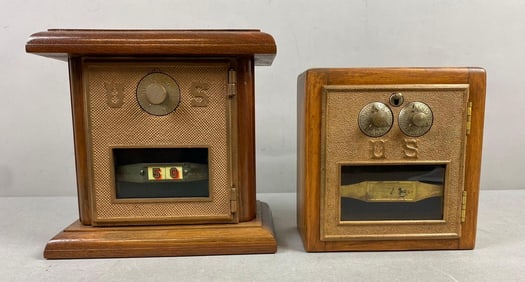 Group of 2 Antique Post Office Box Door Federal Coin Bank