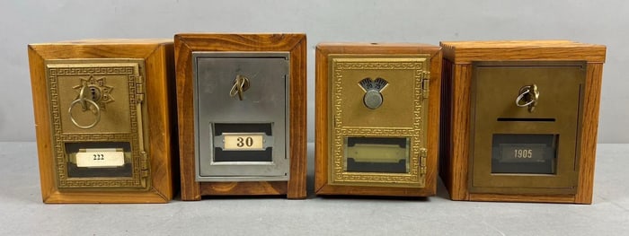 Group of 4 Post Office Box Door Federal Coin Bank