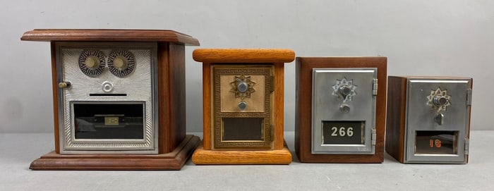 Group of 4 Post Office Box Door Federal Coin Bank