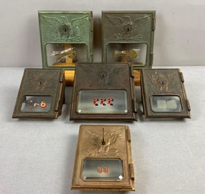 Group of 6 Eagle US Postal Office box Doors