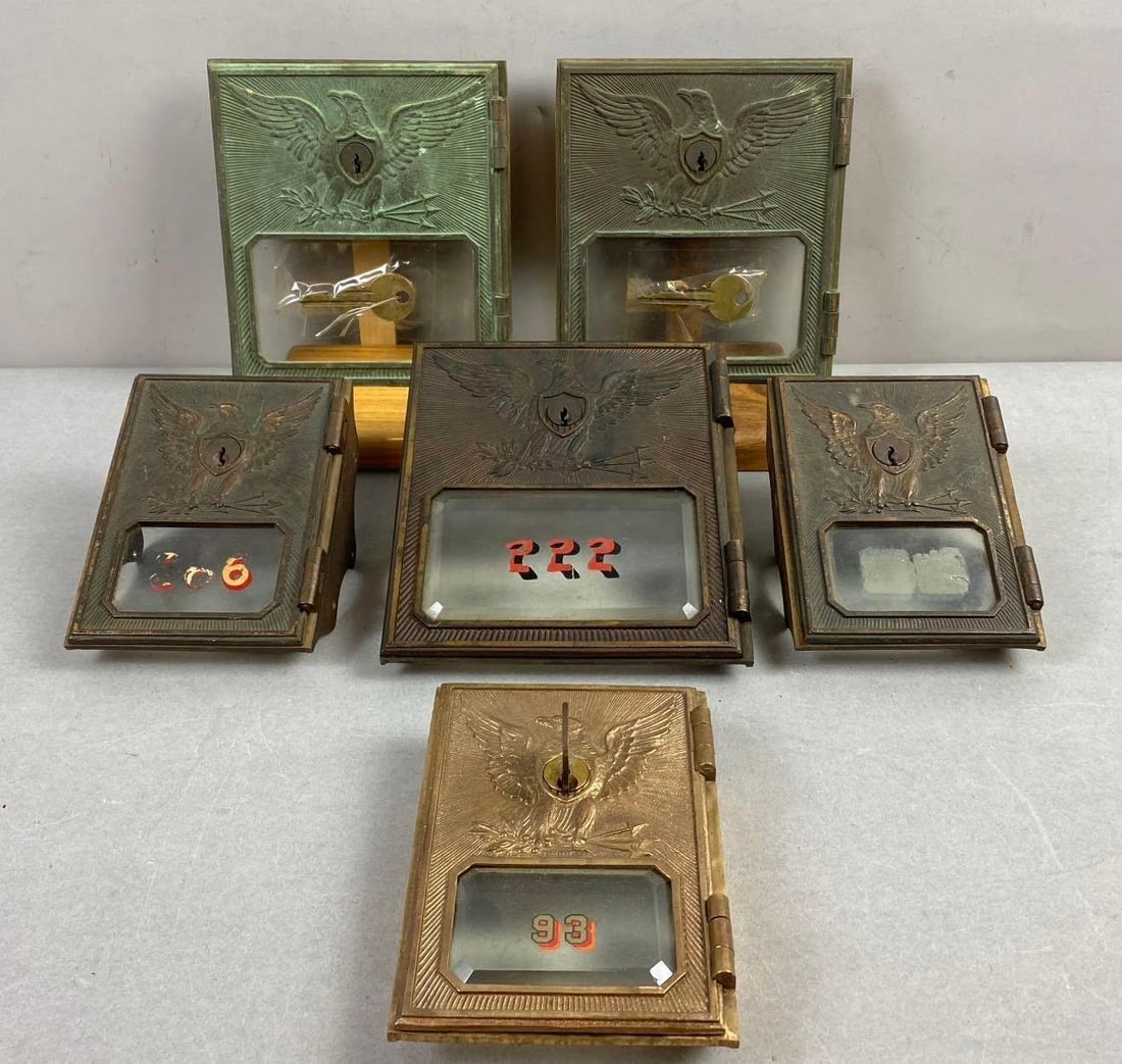 Group of 6 Eagle US Postal Office box Doors (1 of 3)