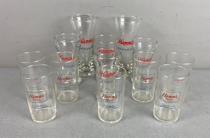Group of 13 Vintage 1970’s Hamm’s Pilsner Glasses, Group of 13 Vintage 1970’s Hamm’s Pilsner