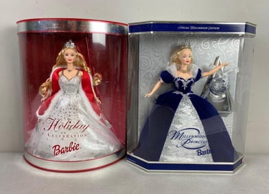 Group of 2 Mattel Barbie Holiday Themed Dolls