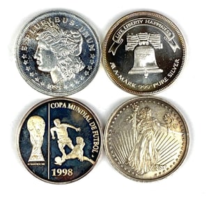 Group of 4 1 oz .999 Fine Silver Rounds