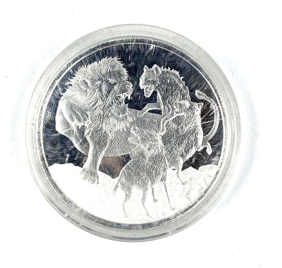 2022 NIUE $1 Apex Predators: Lion vs Hyenas 1 oz .999 Silver Coin: 2022 NIUE $1 Apex Predators: Lion vs Hyenas 1 oz .999 Silver Coin