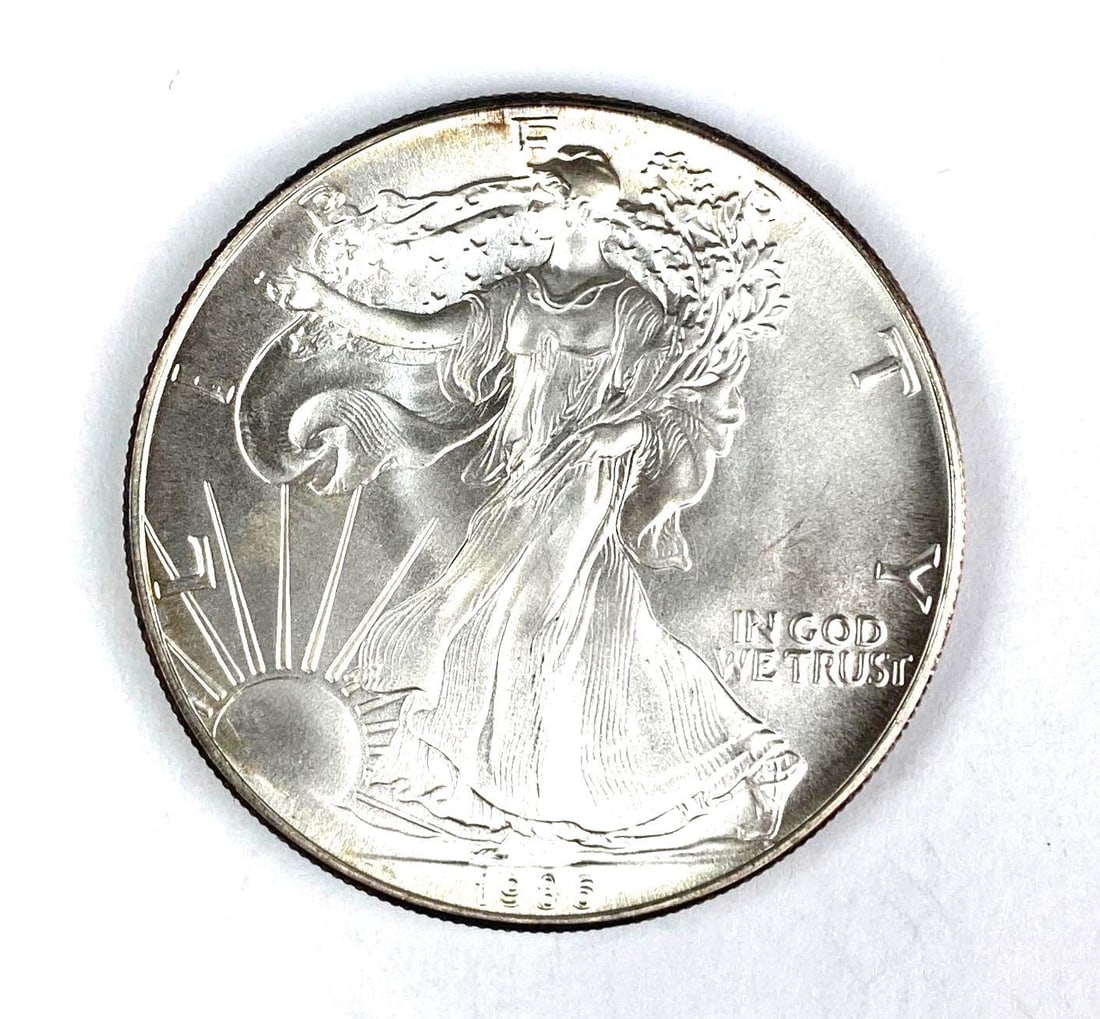 1986 US Silver American Eagle 1oz Silver Dollar (1 of 2)