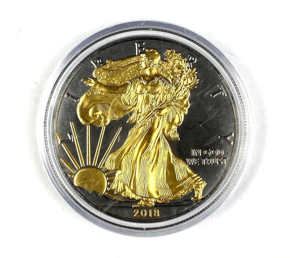 2018 Gilded US Silver American Eagle 1oz Silver Dollar (1 of 2)