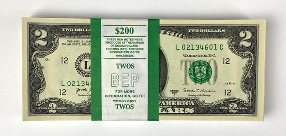 Group of 100 2017 US Mint $2 Consecutive Serial Numbered Bills