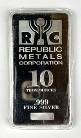 Republic Metals Corporation 10 oz .999 Fine Silver Ingot/ Bar