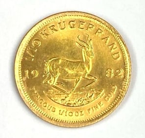 1982 South Africa Krugerrand 1/10 oz .9999 Fine Gold Coin