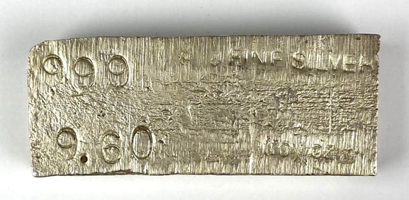 9.60 oz .999 Fine Silver Ingot/ Bar