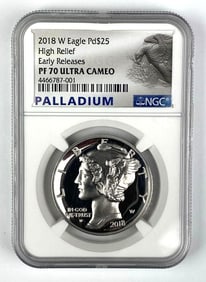 2018 W US Eagle Palladium $25 1 oz .999 Palladium NGC Graded PF70 Ultra Cameo