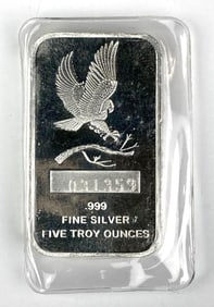 Five Troy OZ .999 Fine Silver Bar/Inget