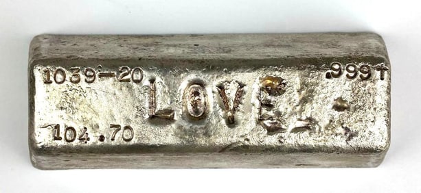 Love 104.70 oz .999 Fine Silver Ingot/ Bar